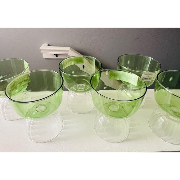 Threshold Green Cocktail Glasses Set of 6 Modern Barware Dessert Bowls - Picture 5 of 8